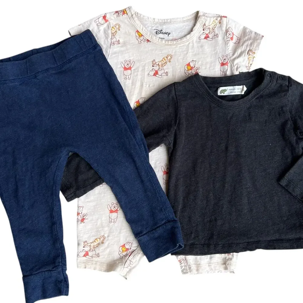 Disney x Monica + Andy Bodysuit 3-pc Top and Bottoms Bundle Baby Sz 12-24 Months